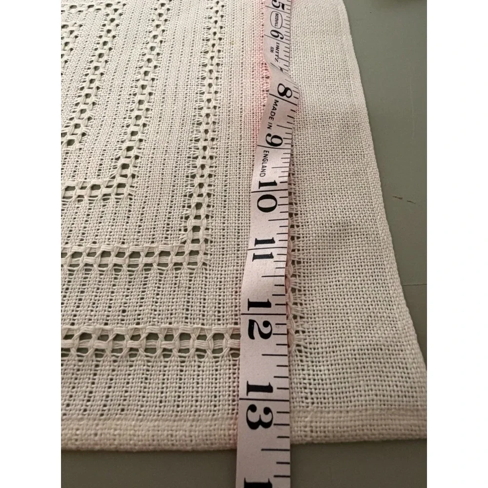 Set 4 Vintage Irish Linen Hemstitched Openwork Placemats Table Topper White